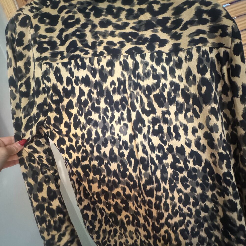 Halogen S Petite Leopard Print Button Down Blouse… - image 5